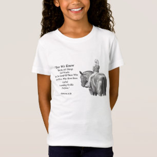 T-Shirt Fille sur le cheval, art de crayon : Vers de bible