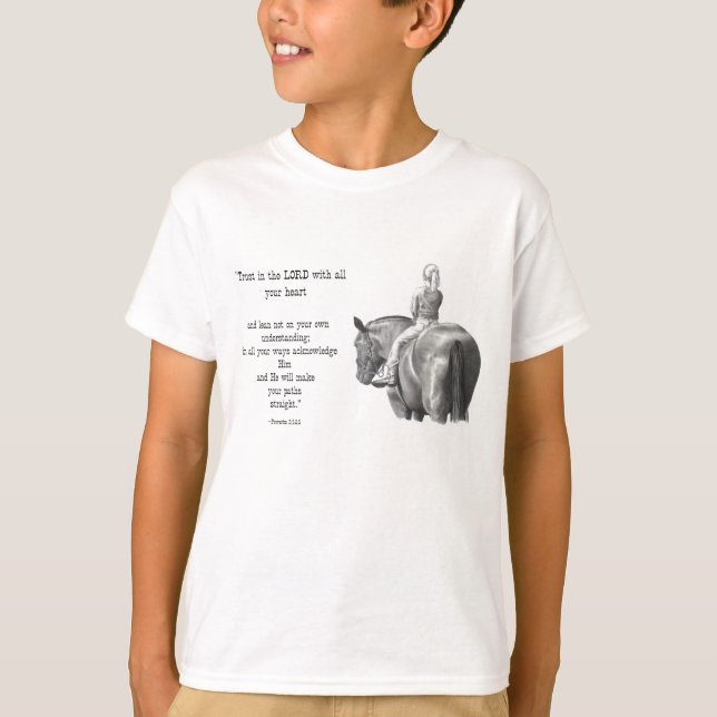 T-SHIRT FILLE SUR LE CHEVAL : VERS DE BIBLE : ART DE (Devant)