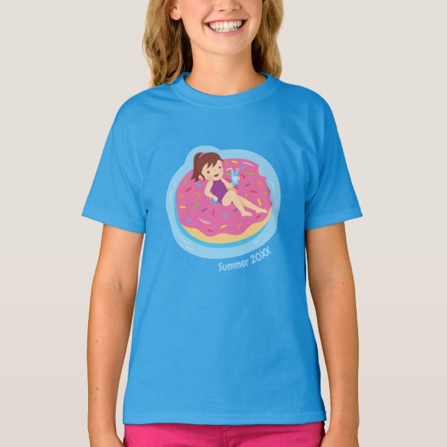 T-shirt Fille sur Pink Doughnut Pool Float Girls Tee (Devant)