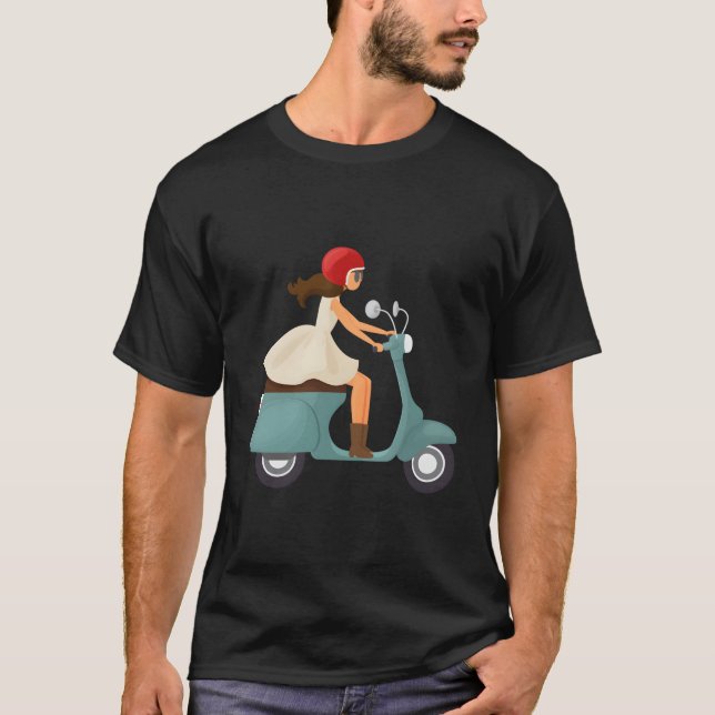 T-shirt Fille Sur Un Scooter (Devant)
