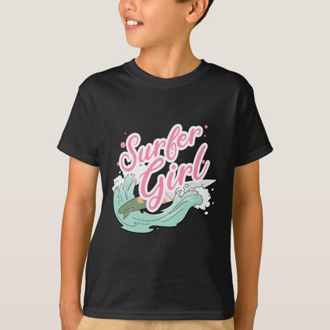 T-shirt Fille surfeuse faisant du surf  (Devant)