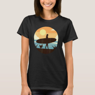T-shirt Fille surfeuse femme & poule poulet rétro vintage 