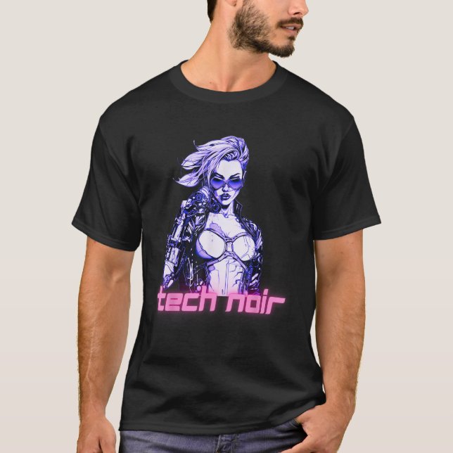 T-shirt Fille Tech Noir Cyberpunk (Devant)