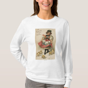 T-shirt Fille tenant des oeufs avec des poussins