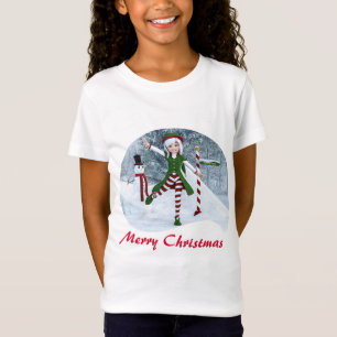 T-Shirt Fille Toon de Noël dans une forêt d'hiver