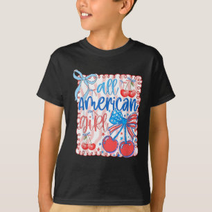T-shirt Fille Tout Américaine Coquette Arc 4 Juillet Patri