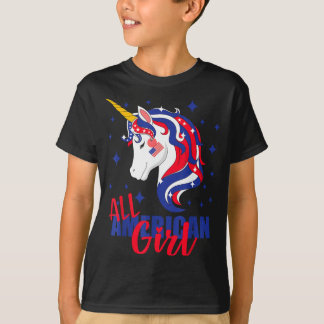T-shirt Fille tout américaine drapeau américain 4 juillet 