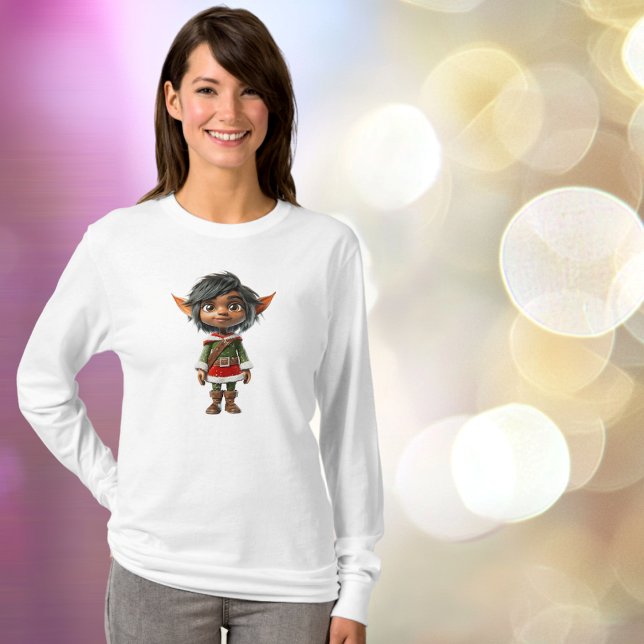 T-shirt Fille tranquille Noël Elf Drôle féminin (Créateur téléchargé)