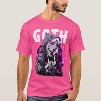 T-shirt Fille triste gothique anime japonais Cybergoth Vap
