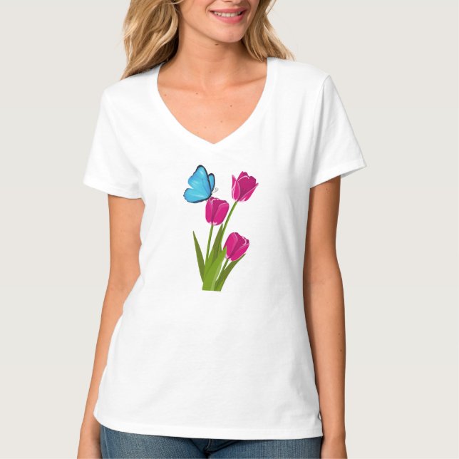 T-shirt Fille Tulipe & Papillon (Devant)