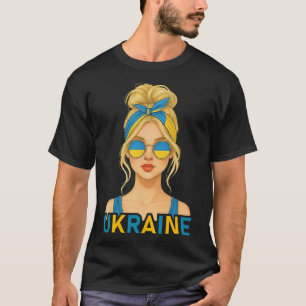 T-shirt Fille ukrainienne blonde Drapeau ukrainien Petite