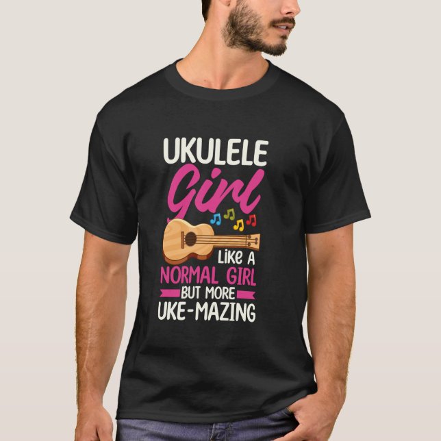 T-shirt Fille Ukulele Uke Joueuse de Ukulele Hawaïenne (Devant)