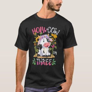 T-shirt Fille Vache sainte Je suis trois 3 ans 3e annivers