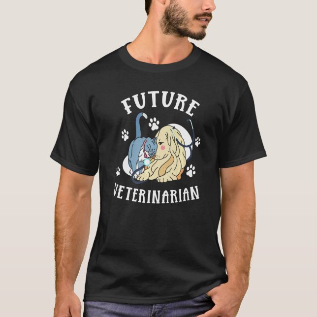 T-shirt Fille vétérinaire future Chien Chat mignon (Devant)