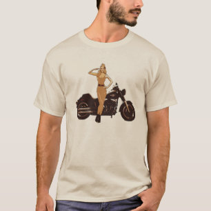 T-shirt Fille vintage de goupille- d'affiche de moto