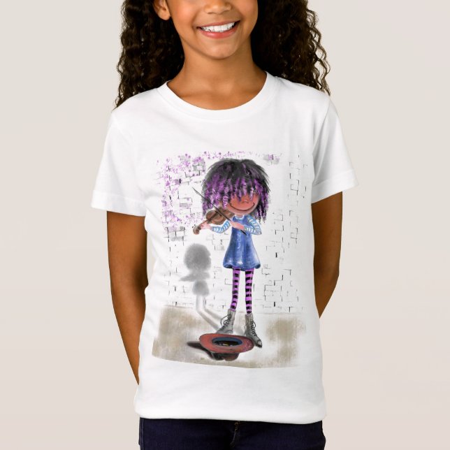 T-shirt fille violoniste de rue (Devant)