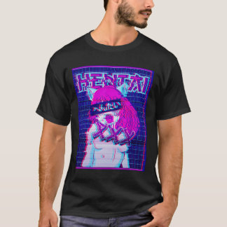 T-shirt Fille Waifu Anime Vaporwave Hentai Cadeau fille