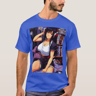 T-shirt Fille Waifu d'anime rétro 90s Musique lofi chill r