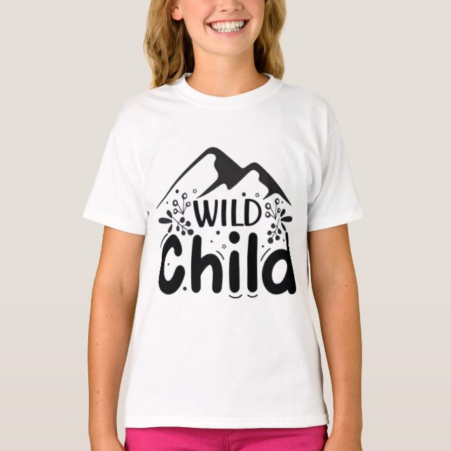 T-shirt Fille "Wild Child" - Graphisme Aventure da (Devant)