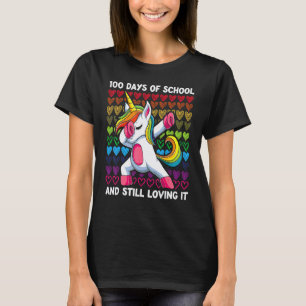 T-shirt Filles 100 jours d'école, enfants licorne Dabbing