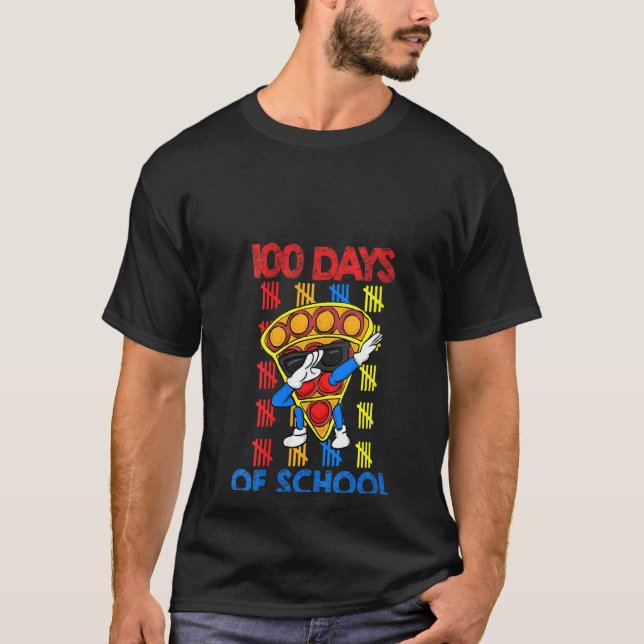T-shirt Filles 100E Jour De L'École Dabbing Pizza Fidget À (Devant)