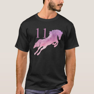 T-shirt Filles 11e anniversaire Cheval Aquarelle 11 ans G