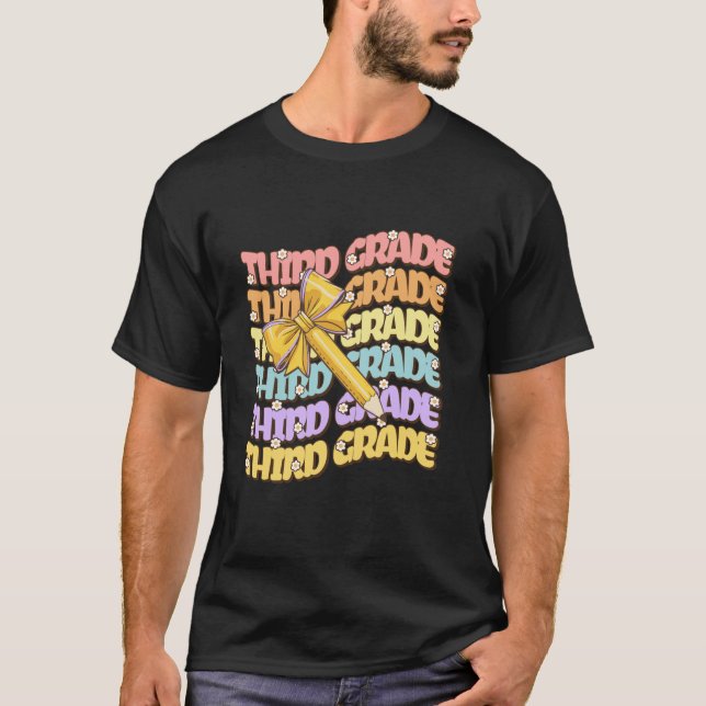 T-shirt Filles 3e année Crayon coquette Bow Kid Back (Devant)