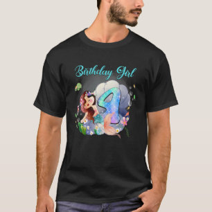 T-shirt Filles 4E Anniversaire Mignonne Sirène Est 4 Ans C