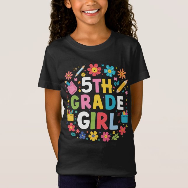 T-Shirt Filles 5e année Fille 5e année Retour à l'école (Devant)