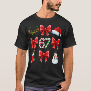 T-shirt Filles 67 Mème Six Sept Coquette Nœud Noël Drôle