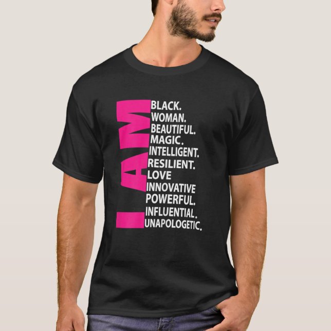 T-shirt Filles Afro Girl I Am Black Woman Belle Magie (Devant)