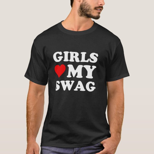 T-shirt Filles Aime Mon Swag Filles Coeur Mon Swag Amusant (Devant)