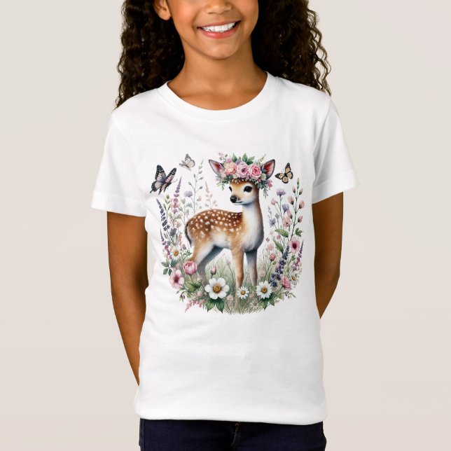 T-Shirt Filles amatrices de cerfs mignons de la forêt  (Devant)