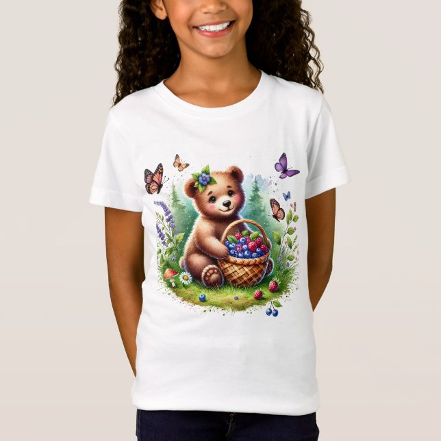T-Shirt Filles amatrices d'ours de campagne mignonnes  (Devant)