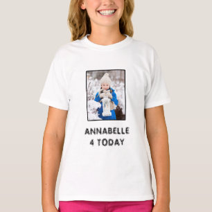 T-shirt Filles Anniversaire Nom Et Photo Noir Et Blanc