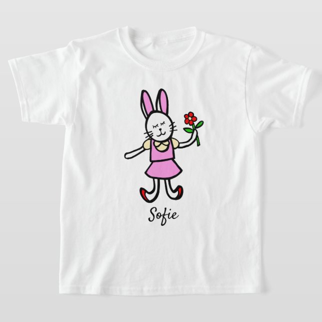 T-shirt filles avec artisanat de lapin original (Poser)
