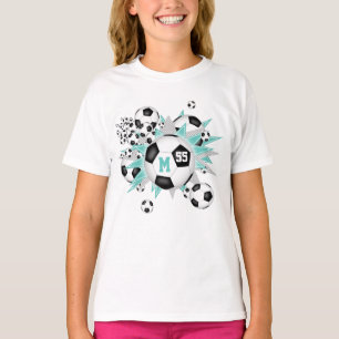 T-shirt filles ballon de football souffle w lt turquoise g