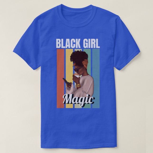 T-shirt Filles Black Girl Magic Melanin Femmes Fille Afro  (Design devant)