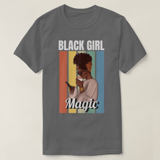 T-shirt Filles Black Girl Magic Melanin Femmes Fille Afro  (Design devant)
