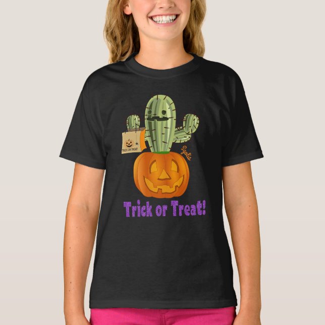 T-shirt Filles Cactus d'Halloween  (Devant)