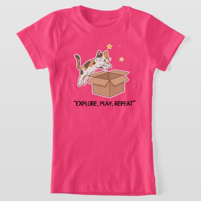 T-shirt Filles Chat Qui Saute Mignon (Poser)