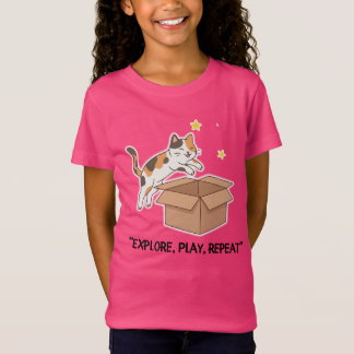 T-shirt Filles Chat Qui Saute Mignon