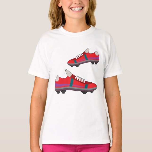 T-shirt filles chaussures de football (Devant)