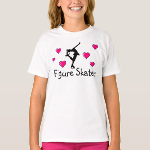 T-shirt Filles, chemise de patineur artistique et coeurs