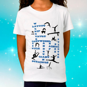 T-Shirt Filles Compétences en gymnastique Mots-croisés ble