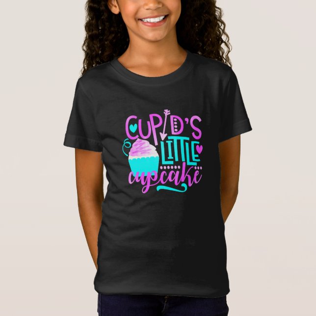 T-Shirt Filles Cupidon petit Cupcake de la Saint-Valentin (Devant)