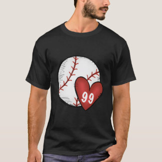 T-shirt Filles Custom Baseball Maman Numéro 99 Coeur Pour