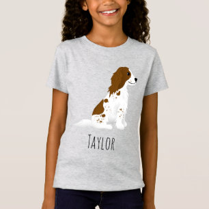 T-Shirt Filles Cute Springer Espagnol Chien & Nom Enfants