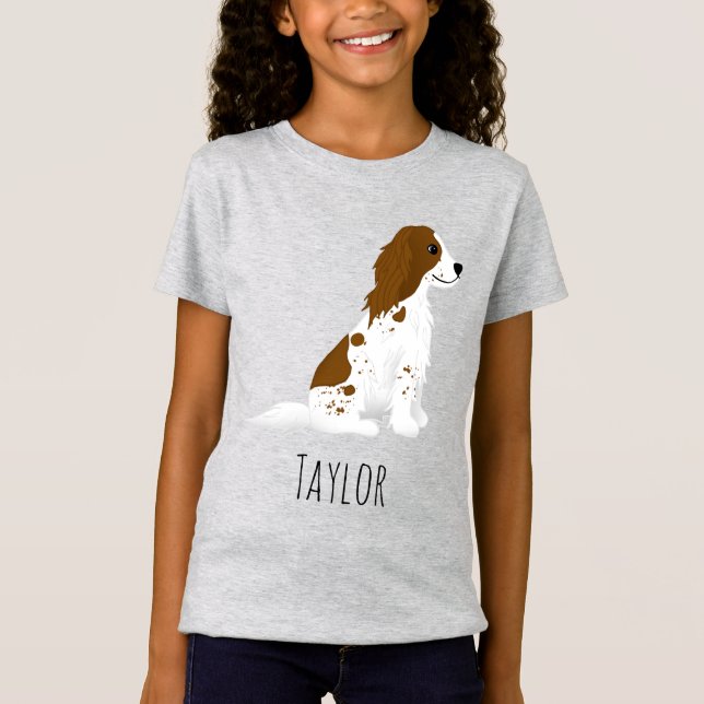 T-Shirt Filles Cute Springer Espagnol Chien & Nom Enfants (Devant)