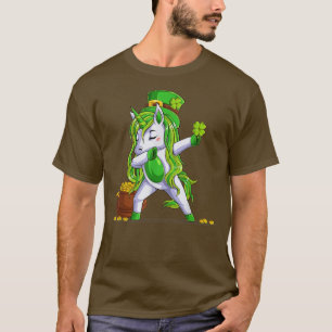 T-shirt Filles Dabbing Unicorn Leprechaun Lepricorn St Par